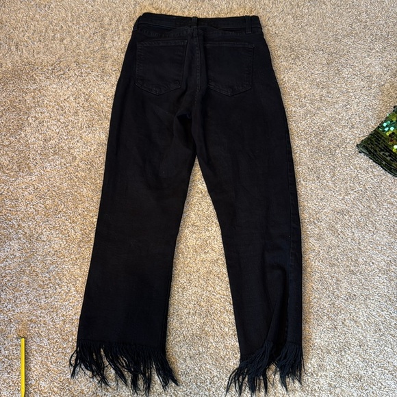 Pistola Frayed Fringe Crop Flare Jeans Black - Picture 13 of 13